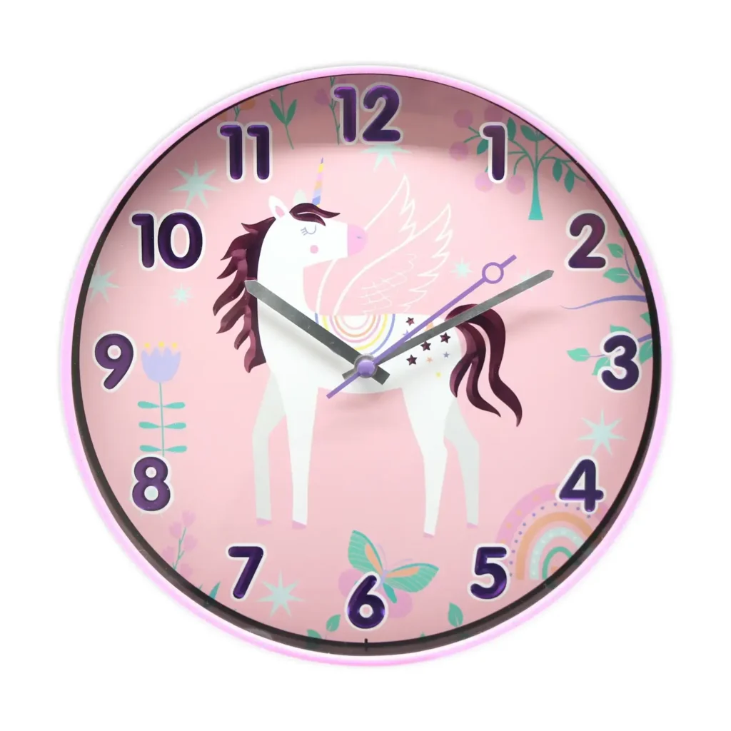Youxiang 12_ Quartz Unicorn Pink Glitter Indoor Wall Clock, Easy Installation
